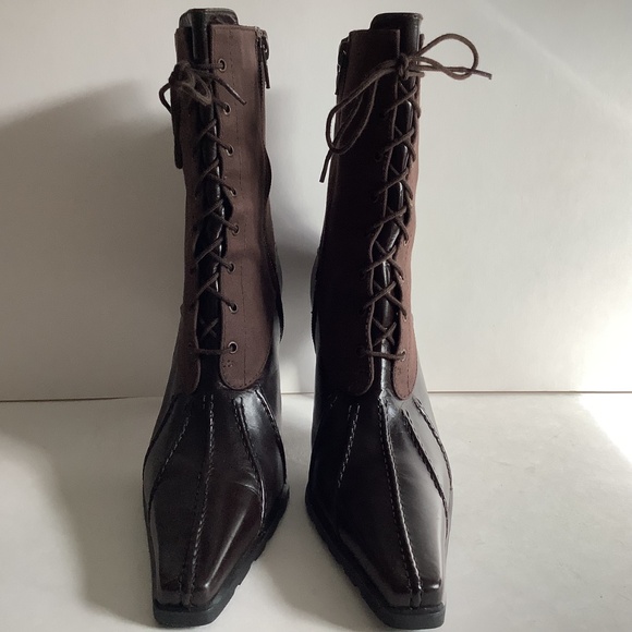 Stuart Weitzman Boots Womens 8 AA Brown Leather Witch Cosplay Steampunk NWOB - Picture 2 of 9